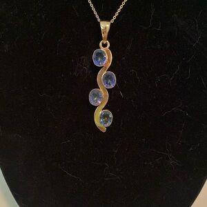 Charles Albert Blue Mystic Quartz Pendant  Alchemia Chain in Wave Design